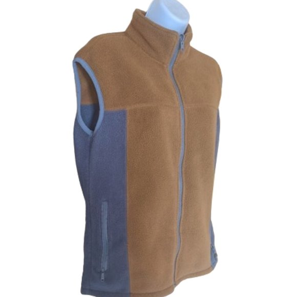 ---  Brown and Blue Outdoor Fleece Zip Up Vest Size Small - Picture 2 of 2